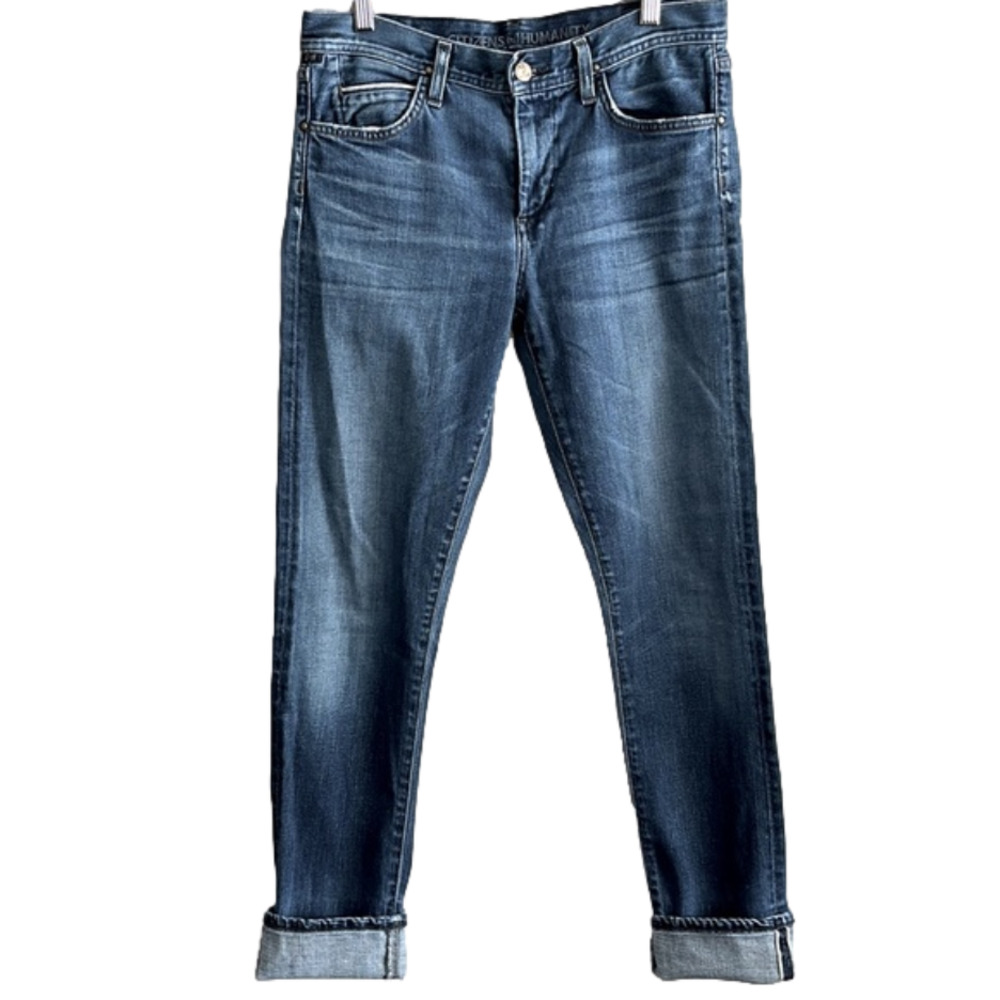 Citizens Of Humanity High-Rise Slim Jeans in Dark Blue Wash